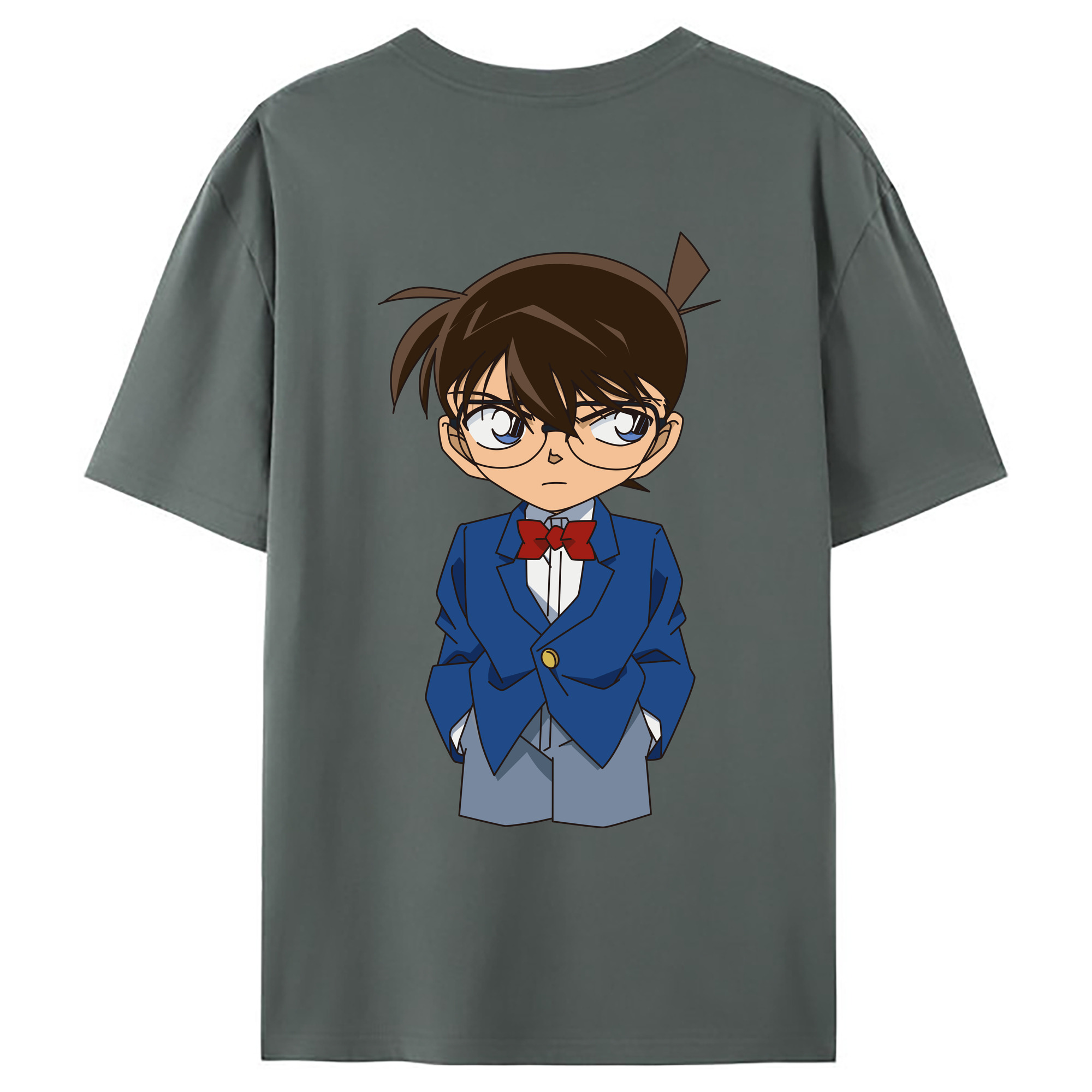 （画像用） 名探偵コナン 江戸川 コナン Detective Conan Conan Edogawa 綿100％ メンズ半袖Tシャツ（バックプリント） 通気性